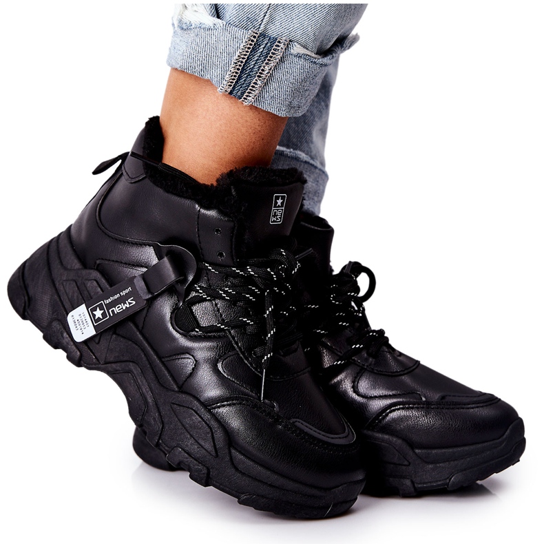Tênis feminino preto quente Botas de neve Kaphia