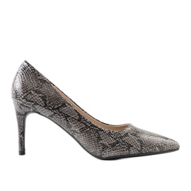 BM Sapatos pretos no padrão de pele de cobra Nickle