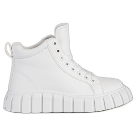 SHELOVET Tênis elegantes brancos com couro ecológico SHELOVET Tênis elegantes brancos com couro ecológico