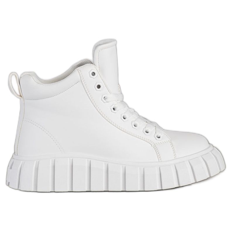 SHELOVET Tênis elegantes brancos com couro ecológico