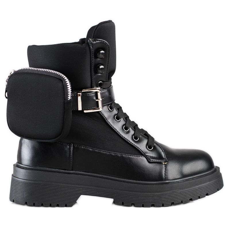 WELLSPRING Botas confortáveis ​​com bolso preto