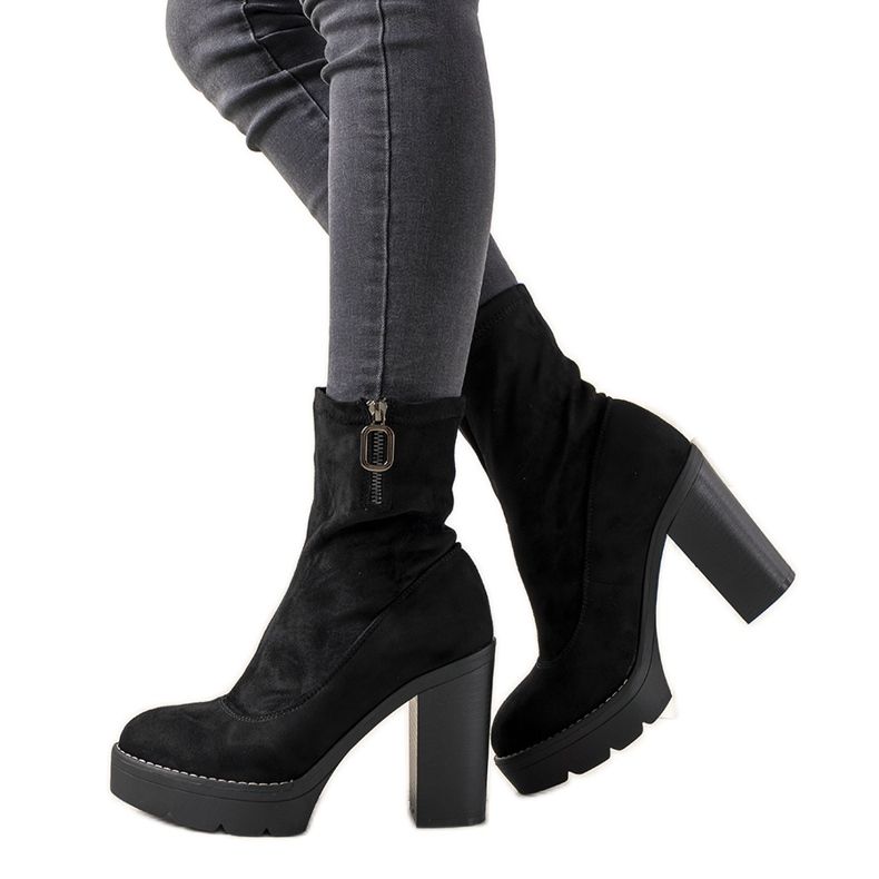 Botas femininas pretas de camurça Laurene preto