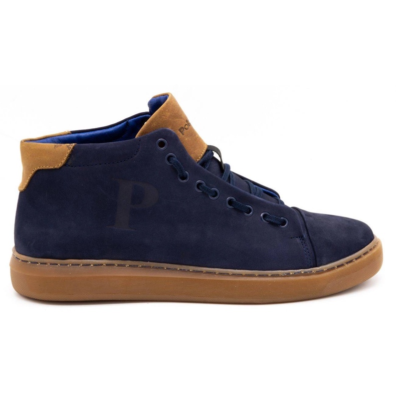 Polbut Sapatos de couro masculino 2110 azul marinho