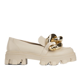 Mocassins bege com corrente larga Larisa