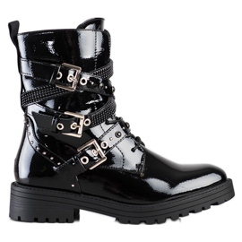 Erynn Trabalhadores pretos com fivelas decorativas