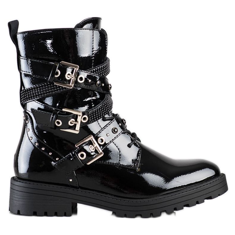 Erynn Trabalhadores pretos com fivelas decorativas