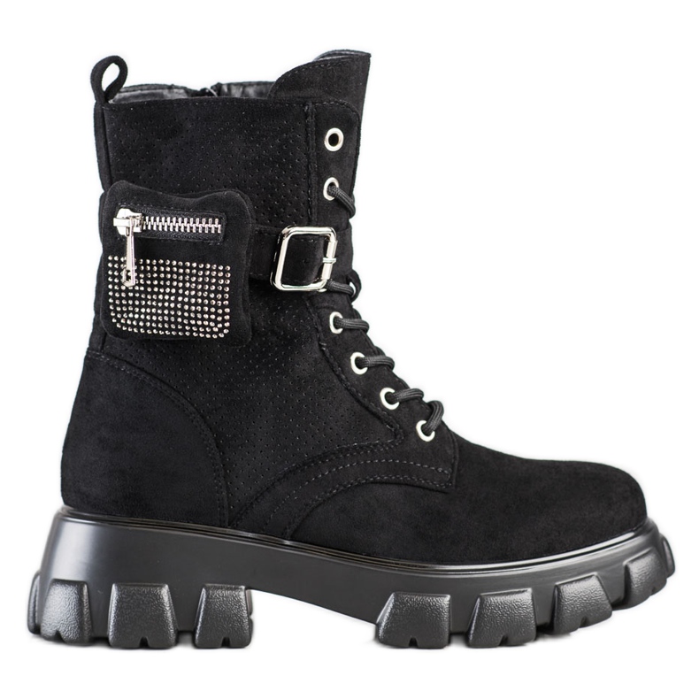 SHELOVET Botas de trabalho em camurça com bolso preto