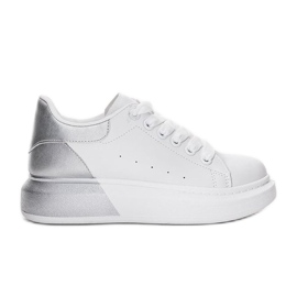 Sapatilhas brancas com cano alto prateado branco Sapatilhas brancas com cano alto prateado branco