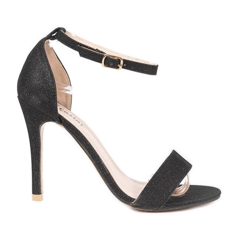 Sandálias pretas com salto Silver Night preto