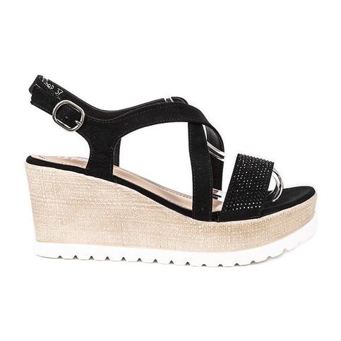 Sandálias pretas de cunha da Sadie preto