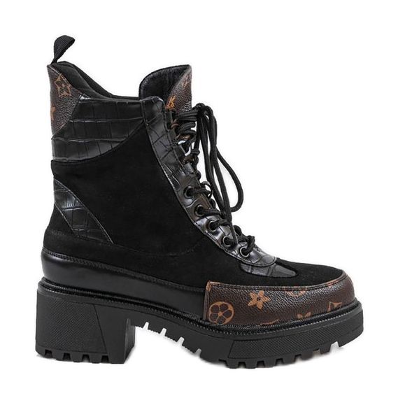 Bolsas pretas com inserções marrons castanho preto