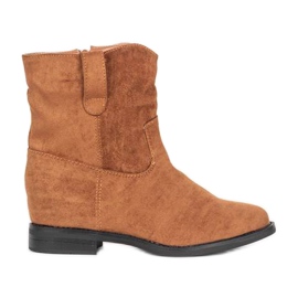 Botas de cano curto de camelo com salto Buena coberto bege castanho