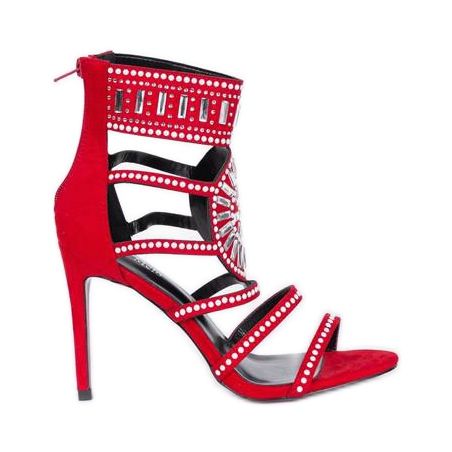 Sandálias vermelhas da tisha branco vermelho