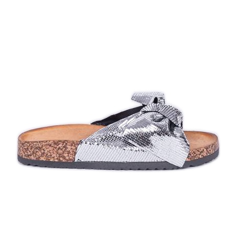 Chinelos Cher prateados brilhantes prata