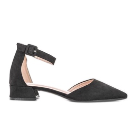 Bailarinas pretas com recortes de veludo preto