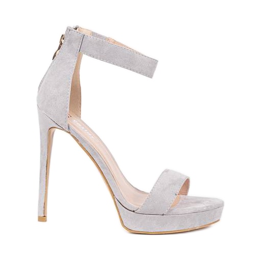 Sandálias cinzentas de salto alto Be My Baby rosa