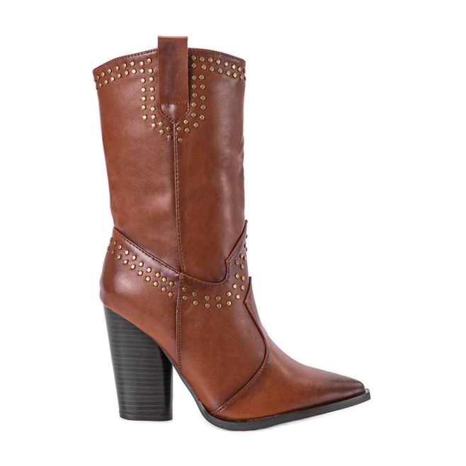 Botas de cowboy marrons com cano Bora decorado castanho Botas de cowboy marrons com cano Bora decorado castanho