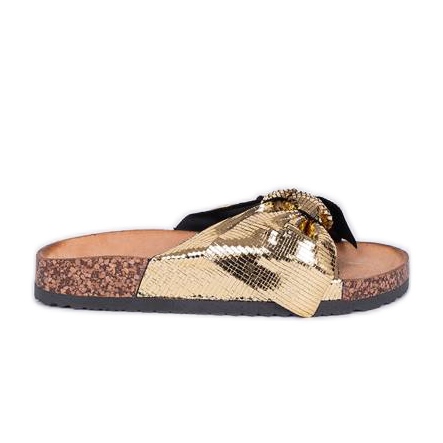 Chinelos Cher dourados brilhantes