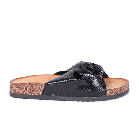 Chinelos Cher pretos brilhantes