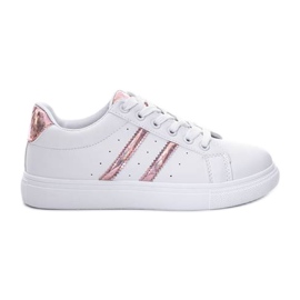 Sapatilhas brancas com enfeites Abbie branco rosa
