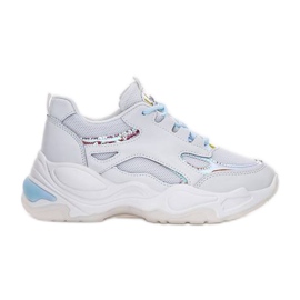 Tênis branco com sola grossa da Big Fun azul