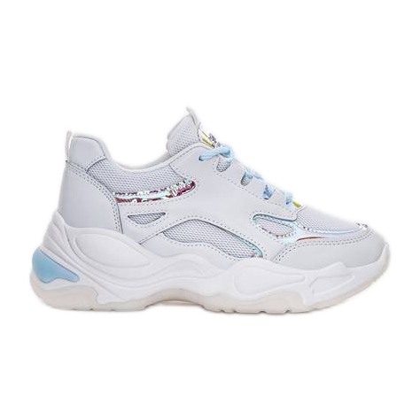 Tênis branco com sola grossa da Big Fun azul