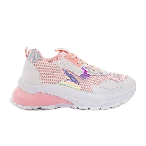Tênis femininos cor-de-rosa para meninas modernas branco