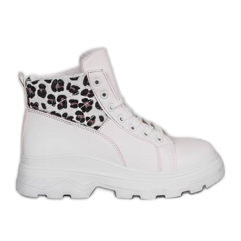 Botas com estampa de leopardo animal em branco