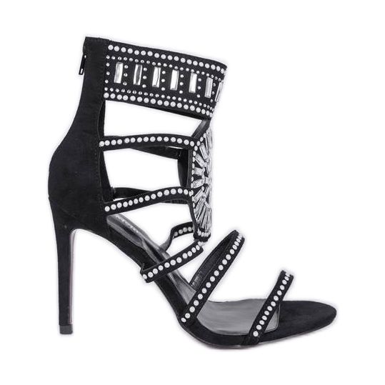 Sandálias pretas com salto agulha da Tisha preto