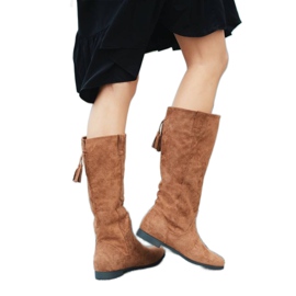 Botas de camelo no salto de cunha interno de Lean castanho