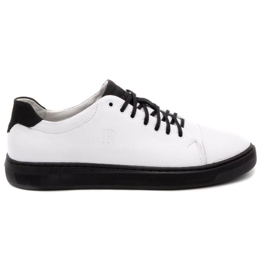 Polbut Sapatos de couro masculino 2109 branco com preto Polbut Sapatos de couro masculino 2109 branco com preto