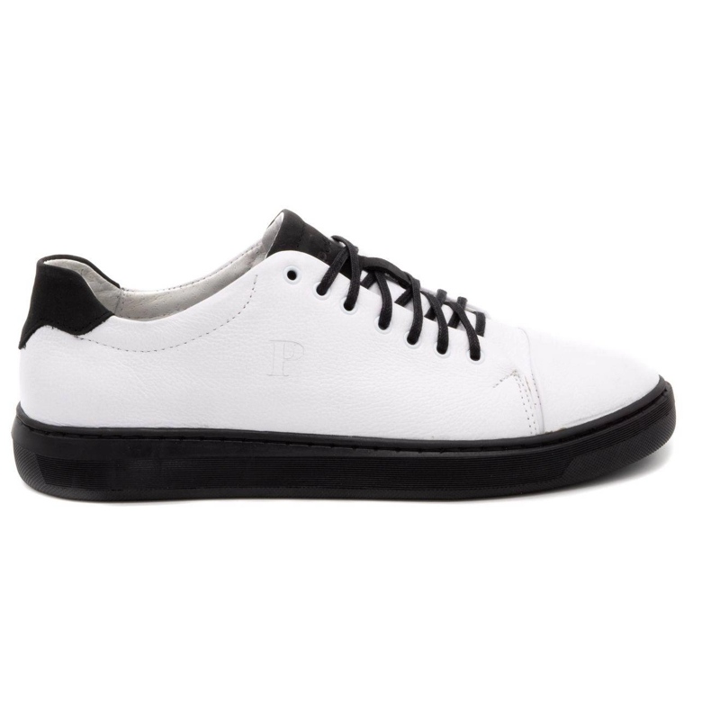 Polbut Sapatos de couro masculino 2109 branco com preto Polbut Sapatos de couro masculino 2109 branco com preto