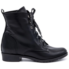 Olivier Botas femininas de couro 2190 pretas preto