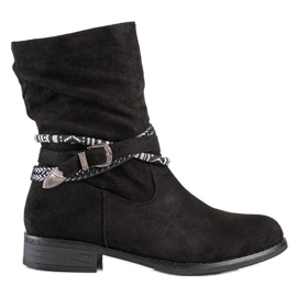 Anesia Paris Botas de camurça com riscas decorativas preto