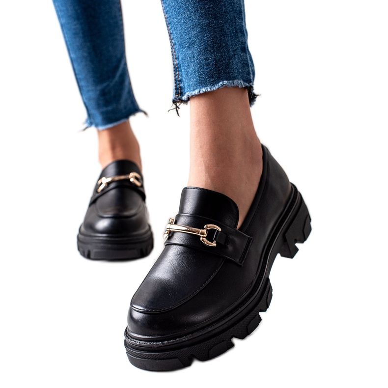 Diamantique Mocassins de couro ecológico preto