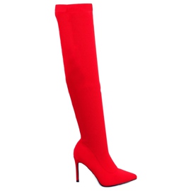 Botas de meia vermelha com salto alto AT-0656-L Vermelho Botas de meia vermelha com salto alto AT-0656-L Vermelho