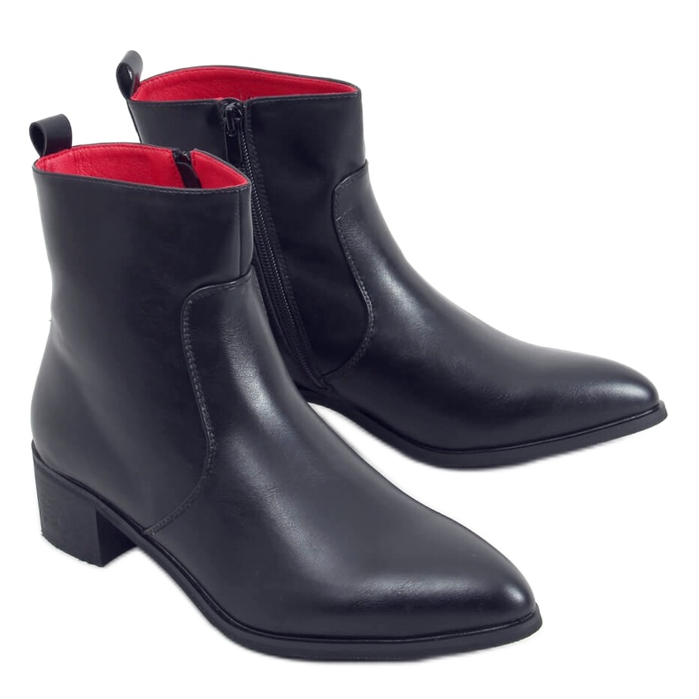Botas pretas de salto baixo F5790 pretas preto