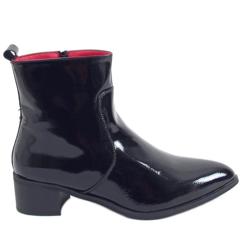 Botas pretas laqueadas de salto baixo F5790 preto
