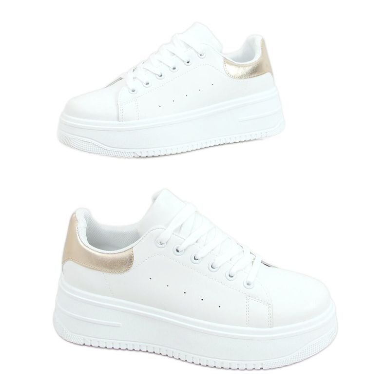 Tênis feminino branco T0YD8240-5 WHITE / GOLD dourado