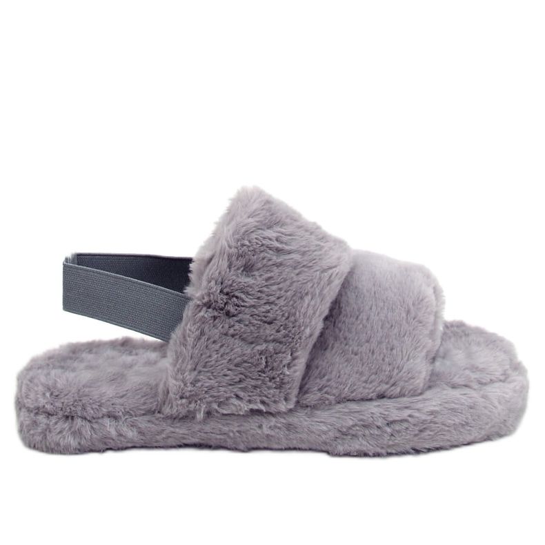 Chinelos femininos de pele cinza N-92 Gray