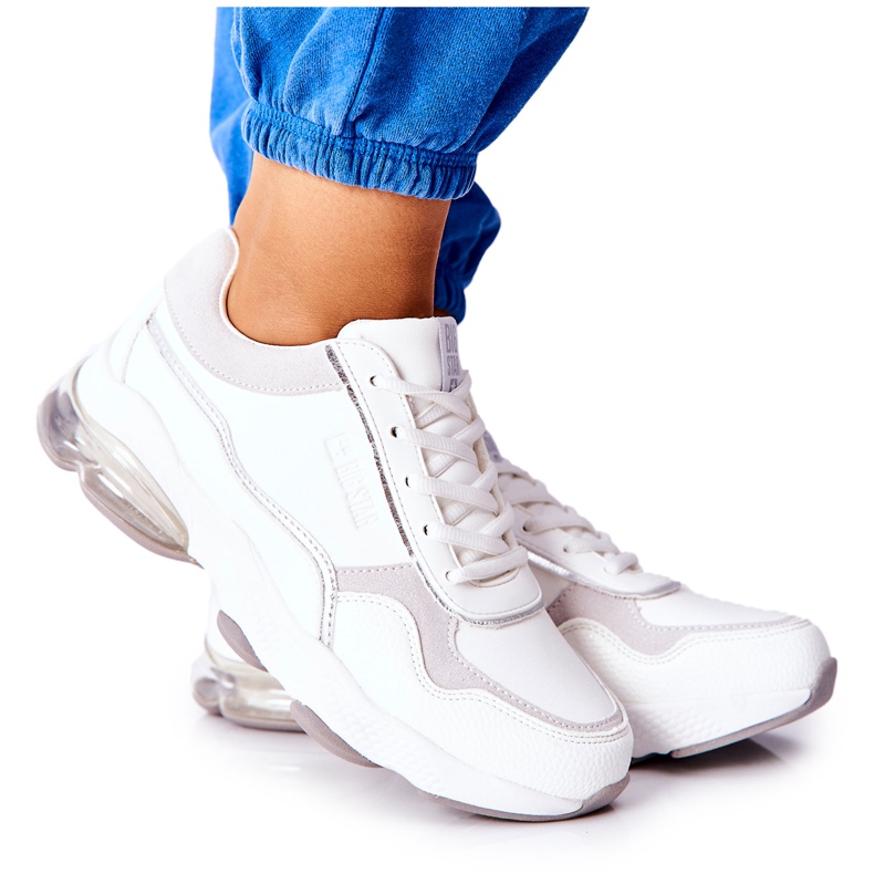 Sapatos esportivos femininos com espuma viscoelástica Big Star II274178 branco prata