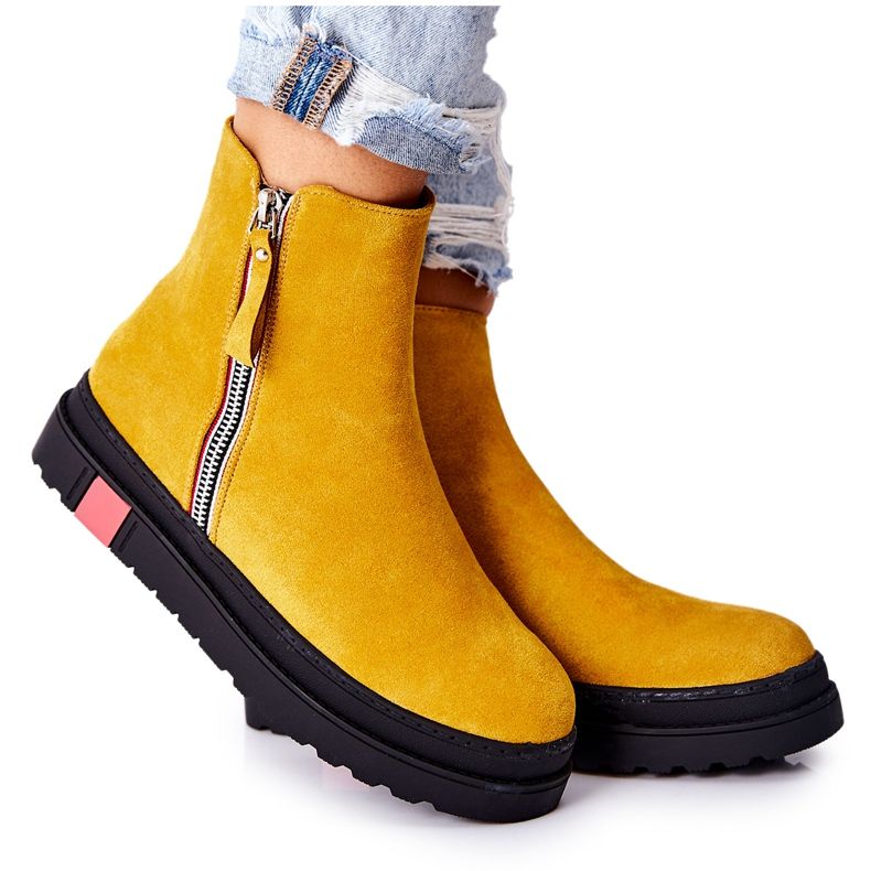PS1 Botas de camurça Botas Jodhpur na plataforma amarela Nessa amarelo