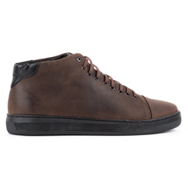 Polbut Sapatos de couro masculino 2110sw marrom escuro