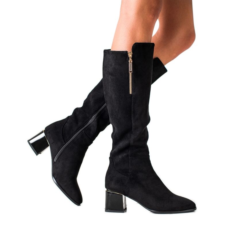 Goodin Botas Elegantes Com Zíper Dourado preto