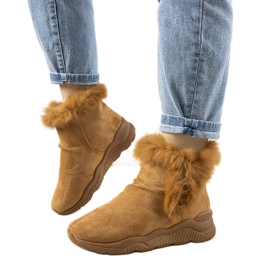 Botas de neve de camelo madrigal com pele castanho
