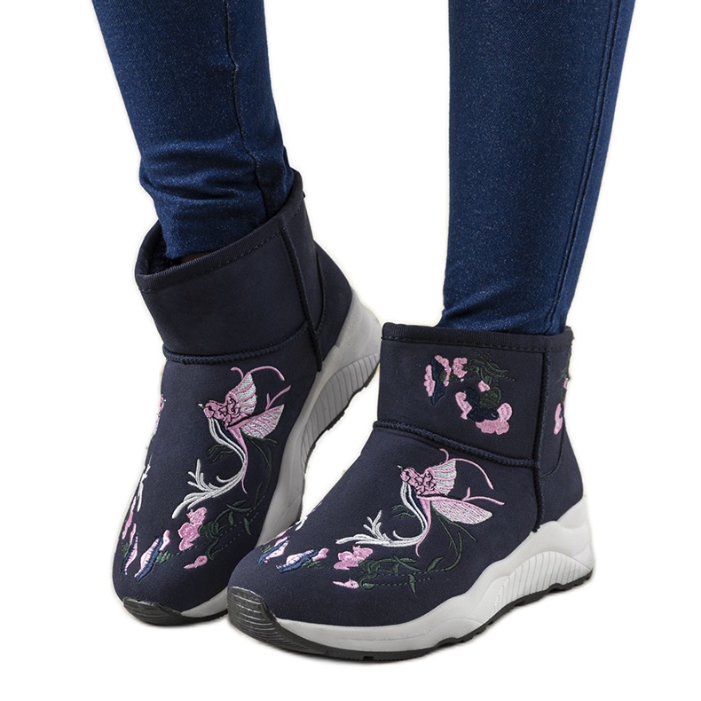 Jamil bordou botas de neve azul marinho