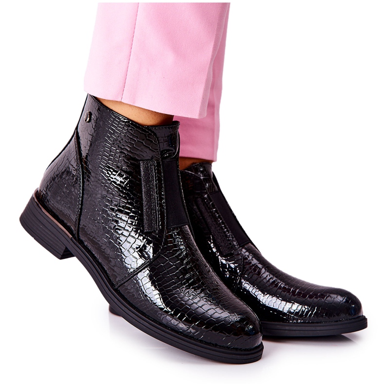 Botas Lacadas No Salto Alto Sergio Leone BT400 Preto