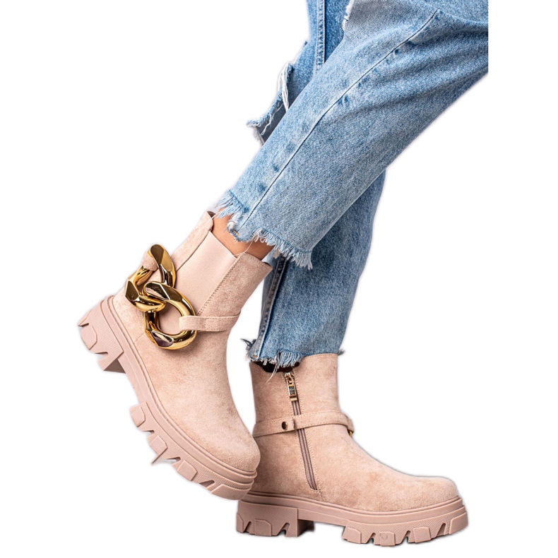 S. BARSKI Botas de camurça na plataforma S.BARSKI bege