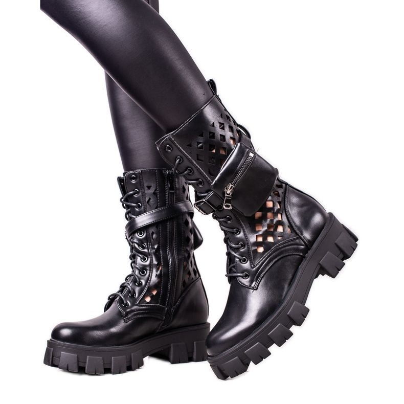 Sweet Shoes Trabalhadores Negros Openwork preto