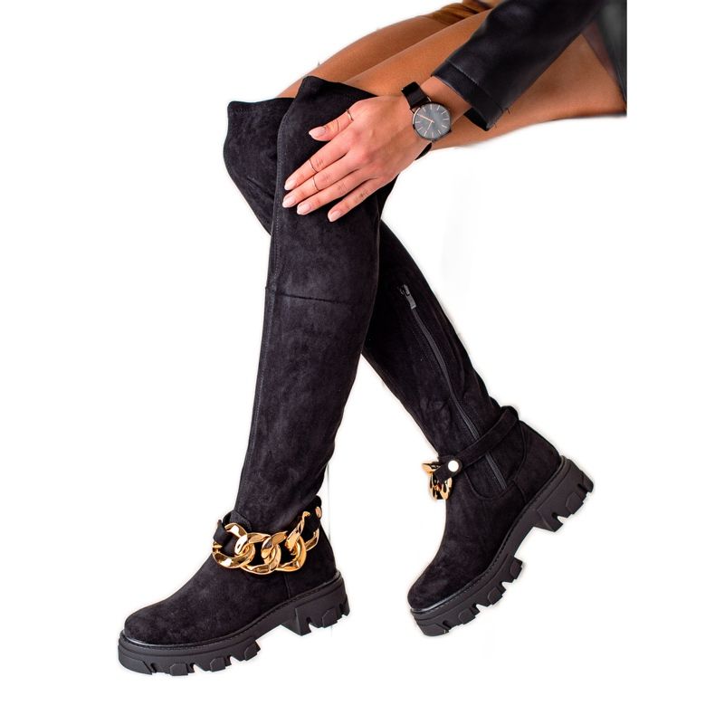 Seastar Botas altas de camurça com enfeite preto